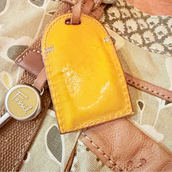 Vintage Fossil Tan Beige Yellow Women's Hobo Bag Tote Purse - Picture 4 of 16